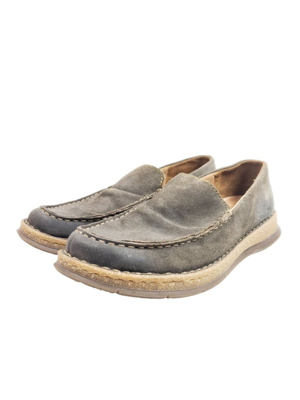 Born Mens Size 12 Wide Gray Leather Slip-On Loafers